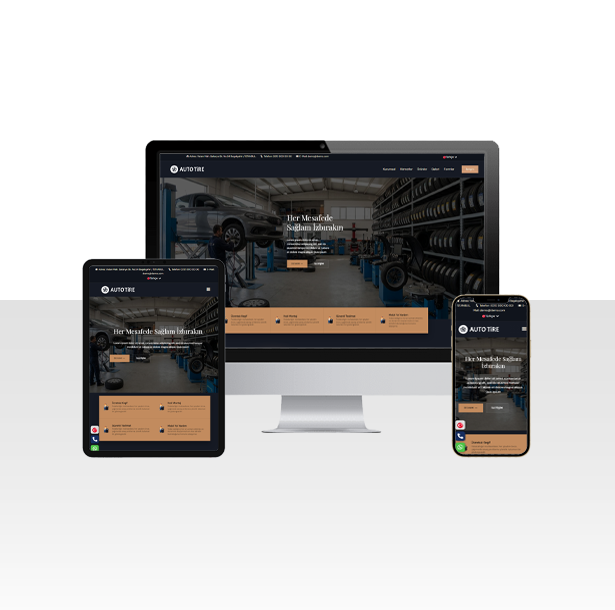 Oto Lastik Tamir Hizmetleri Web Site Paketi - Autotire v8